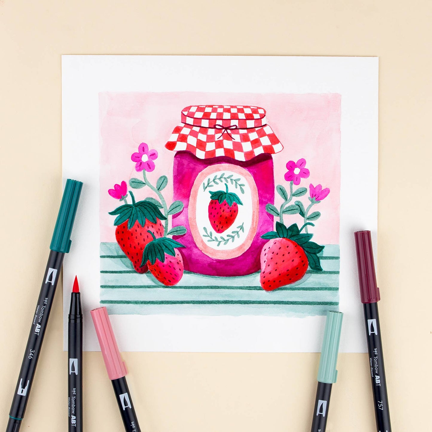 Tombow - Dual Brush Pen Art Markers, Very Berry, 6-Pack