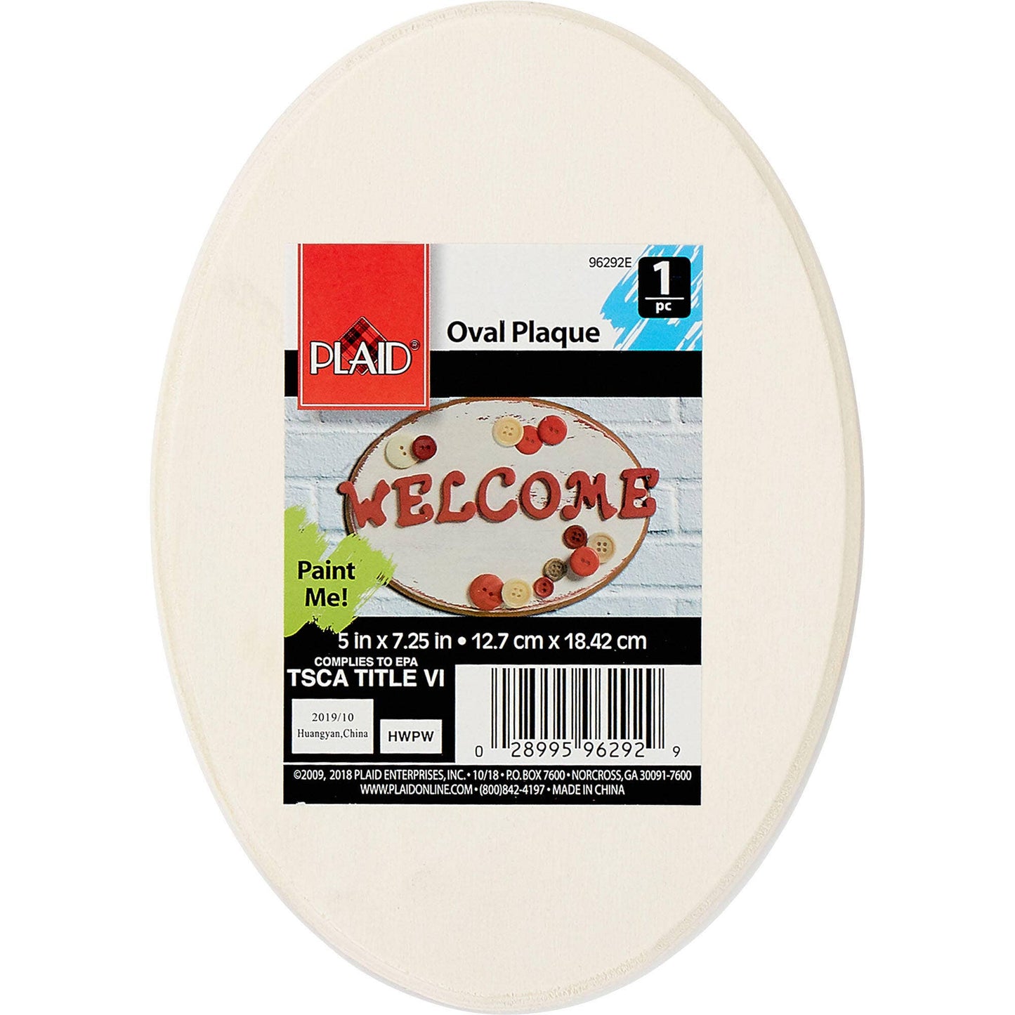 Plaid Crafts - Plaid Wood Surface Oval Plaque 7.25" x 5"