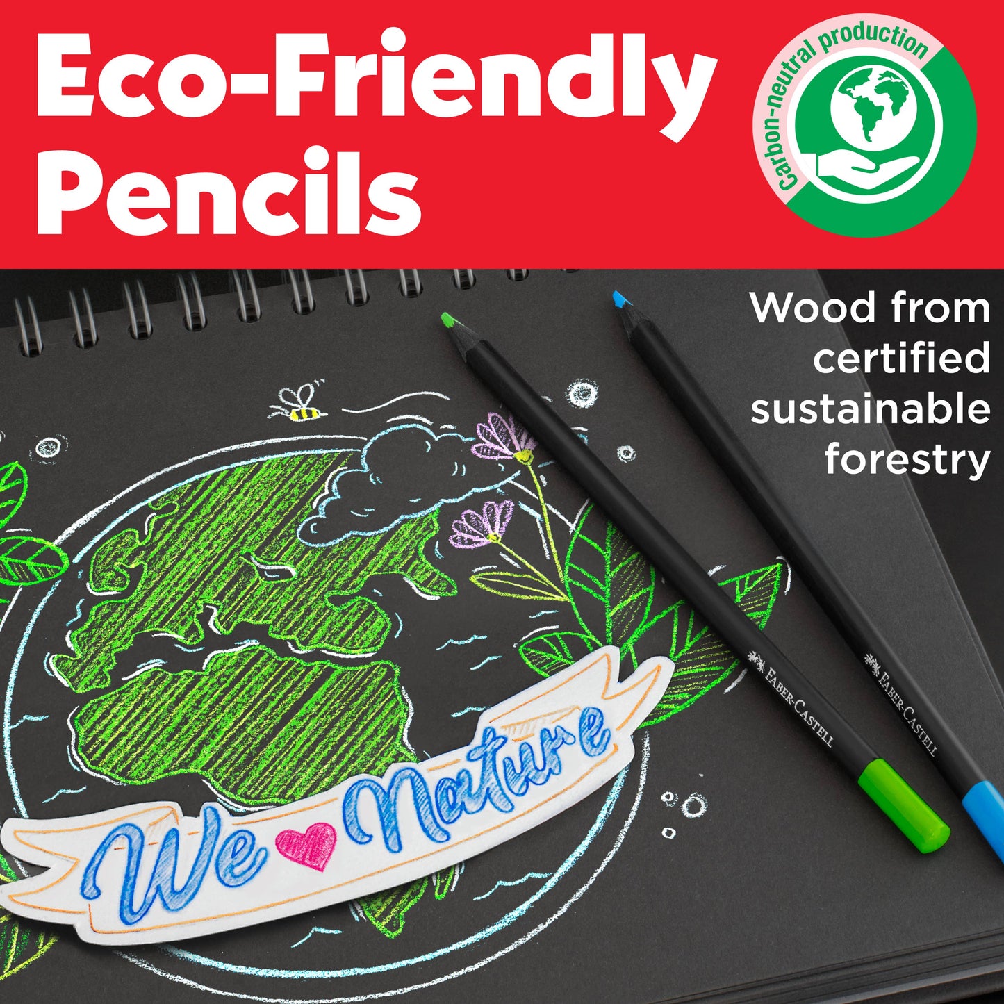 Faber-Castell - Super Soft Black Edition Colored Pencils, Gift Tin of 12