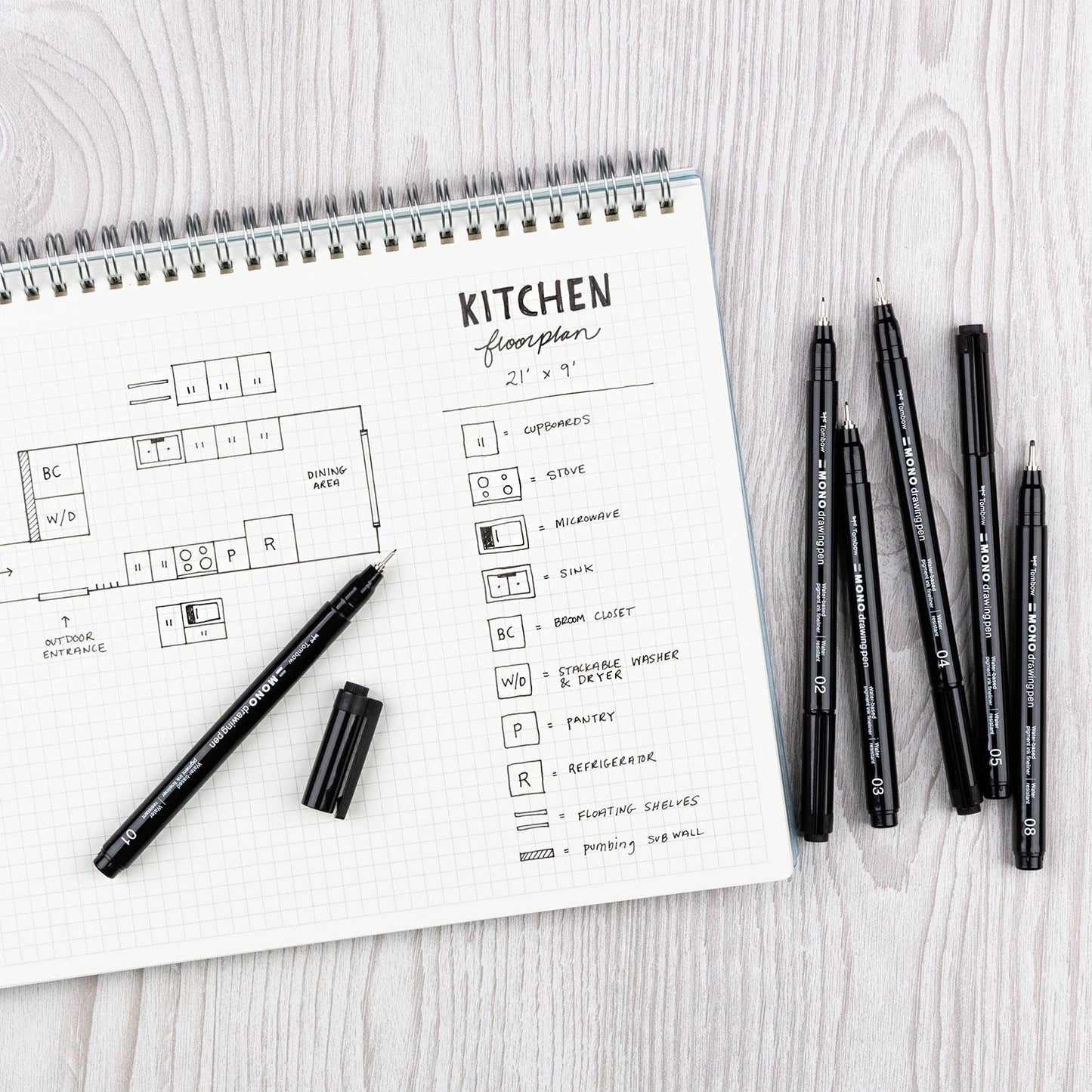 Tombow - MONO Drawing Pens - 6-Pack