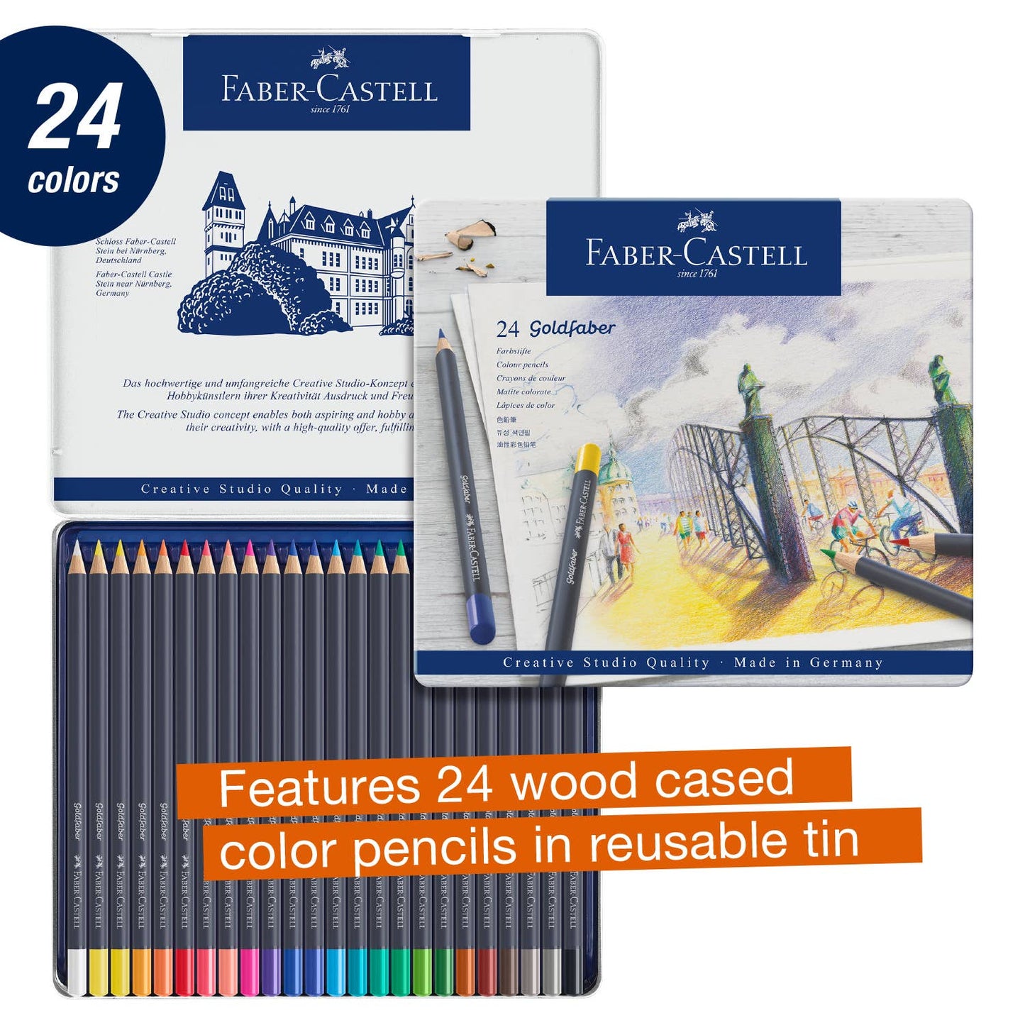 Faber-Castell - Goldfaber Color Pencils - Tin of 24