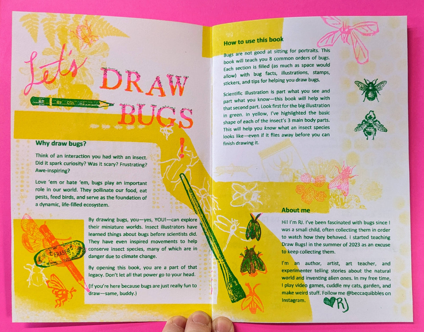 Push/Pull - DRAW BUGS! Risograph Zine by Rebecca Ann Jordan