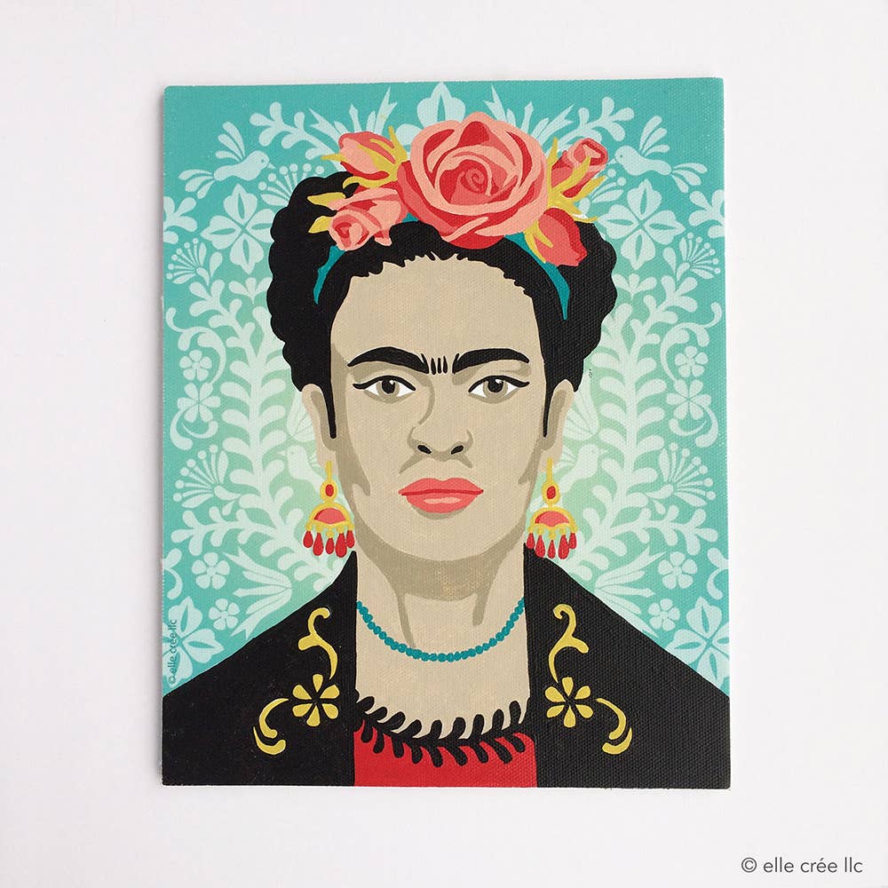 Elle Crée - Turquoise Frida with Flowers Paint-by-Number Kit