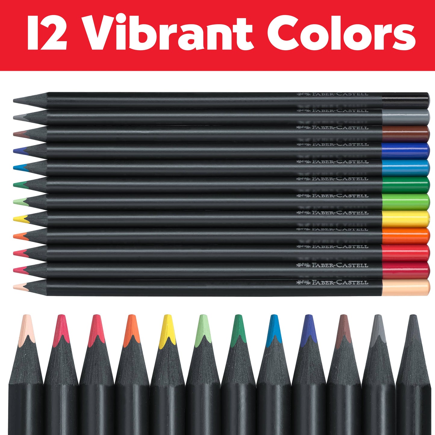 Faber-Castell - Super Soft Black Edition Colored Pencils, Box of 12