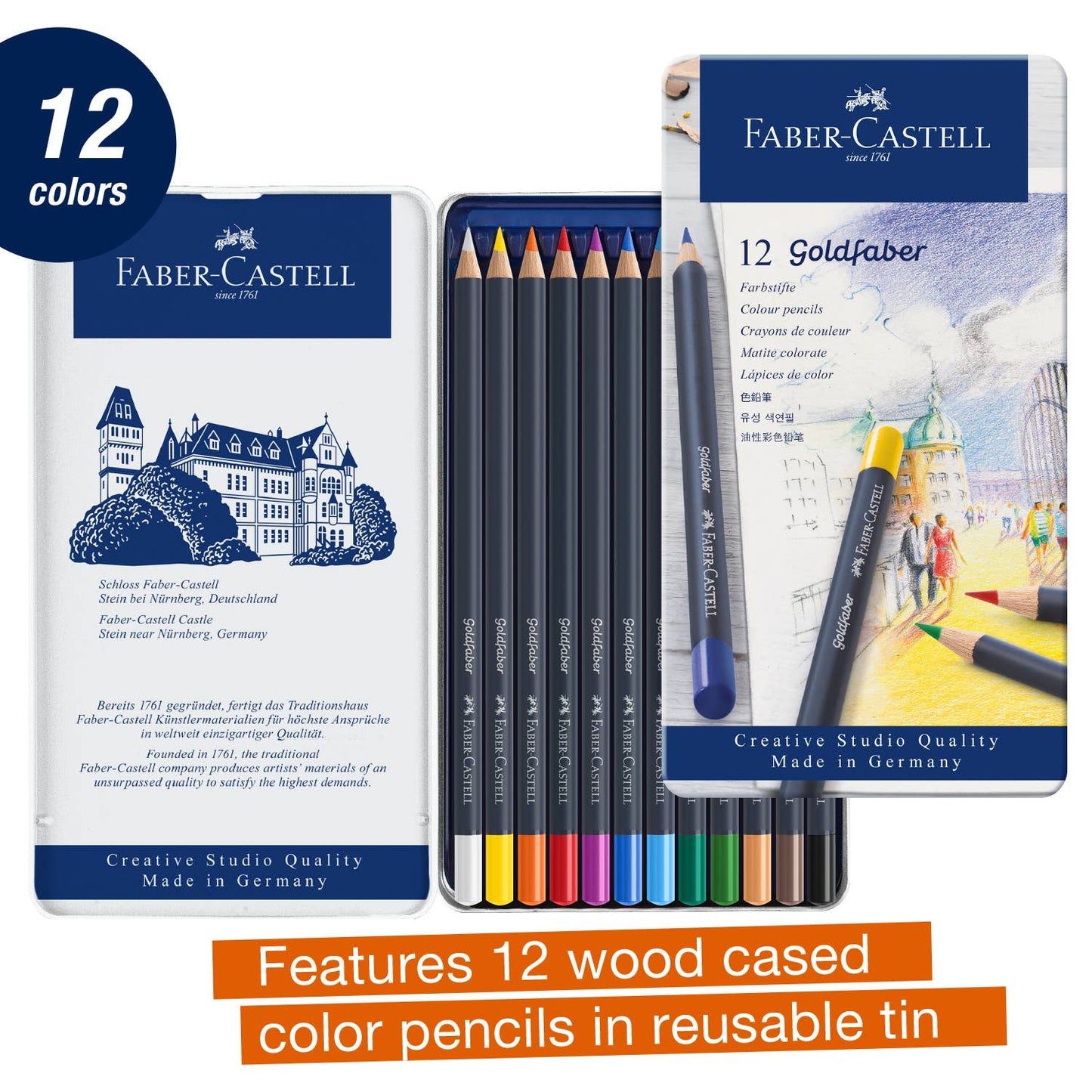 Faber-Castell - Goldfaber Color Pencils - Tin of 12