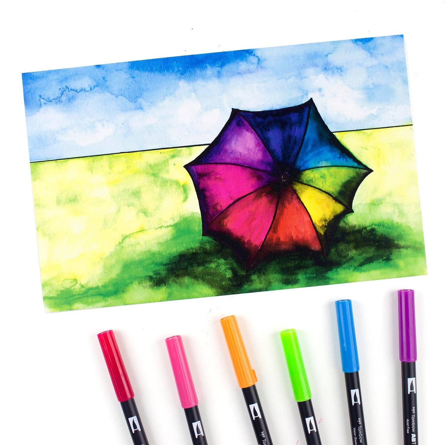 Tombow - Dual Brush Pen Art Markers, Bright, 6-Pack