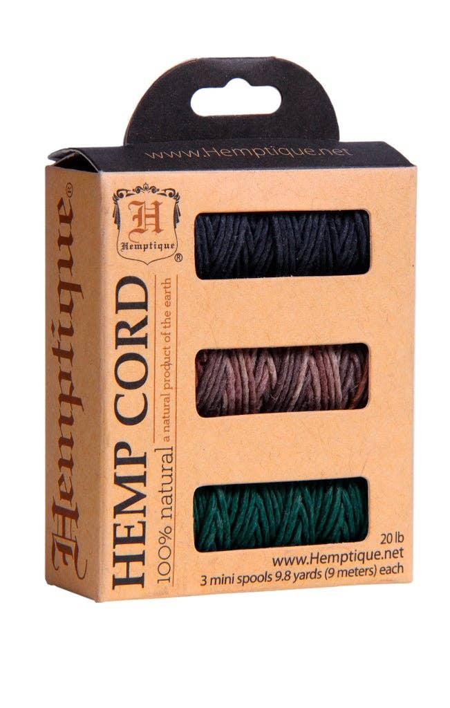 Hemptique - #20 Hemp Cord 3-Pack Mini Spool Set In Box