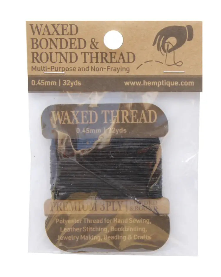 Hemptique - MULTI-PURPOSE 0.45MM WAXED BONDED ROUND POLY THREAD CARD