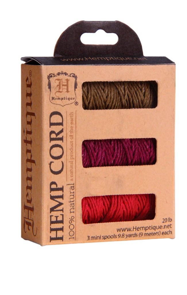 Hemptique - #20 Hemp Cord 3-Pack Mini Spool Set In Box
