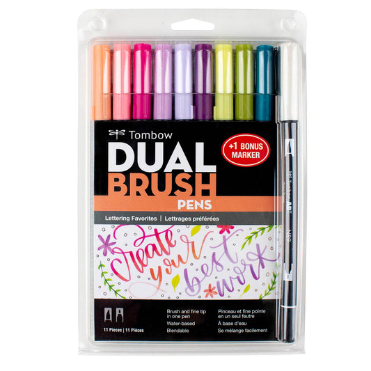 Tombow - Dual Brush Pen Art Markers, Lettering Favorites, Bonus Pack