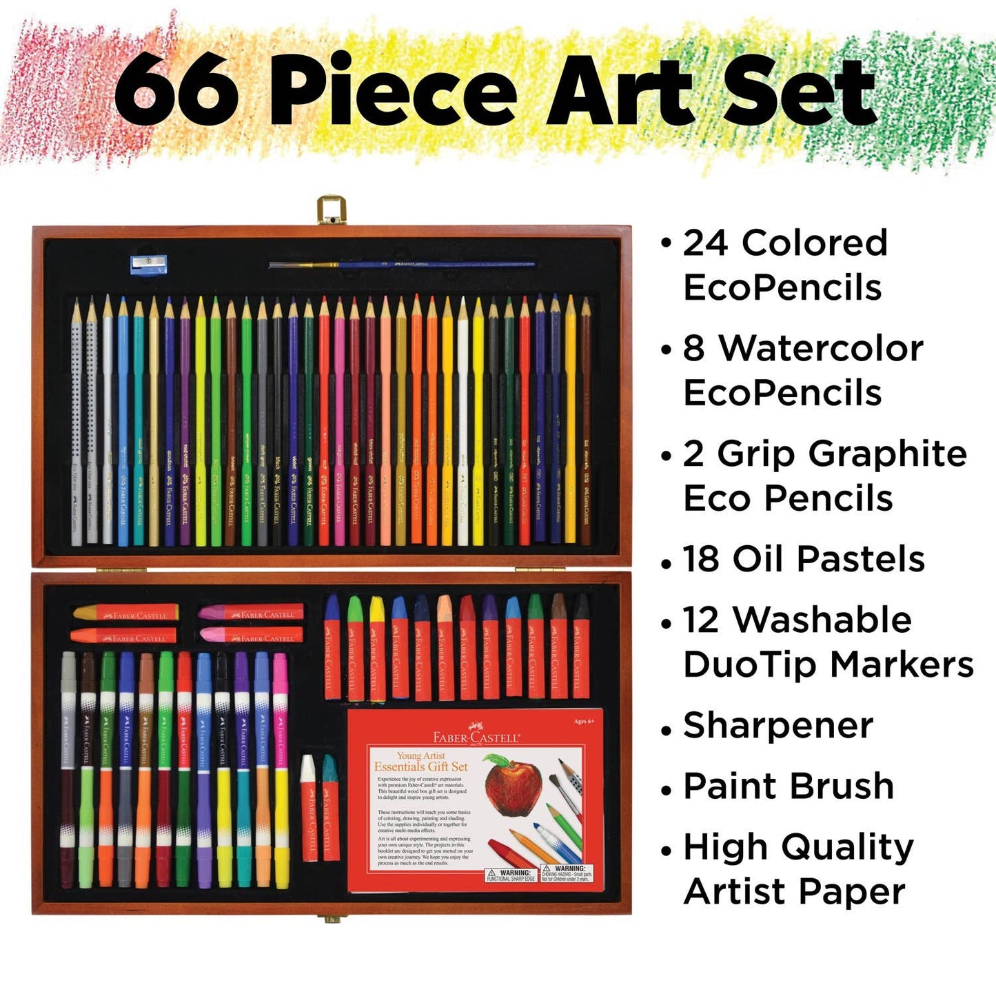 Faber-Castell - 64- Piece Young Artist Essentials Art Set Gift Set for Kids