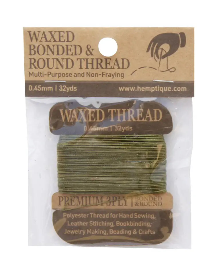 Hemptique - MULTI-PURPOSE 0.45MM WAXED BONDED ROUND POLY THREAD CARD