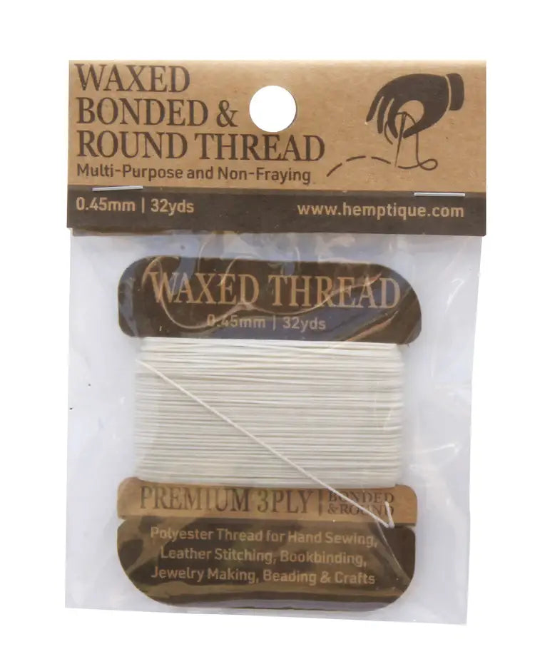 Hemptique - MULTI-PURPOSE 0.45MM WAXED BONDED ROUND POLY THREAD CARD