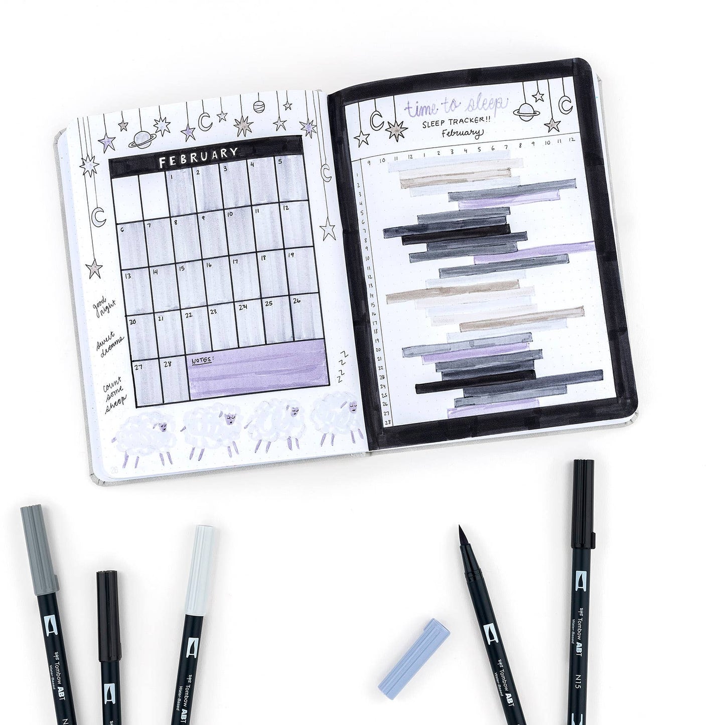 Tombow - Dual Brush Pen Art Markers: Grayscale - 10-Pack