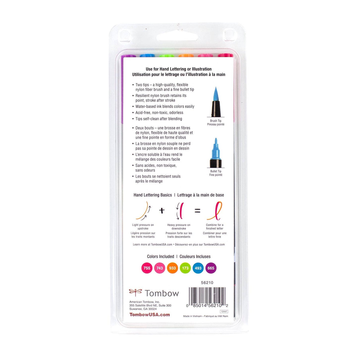 Tombow - Dual Brush Pen Art Markers, Bright, 6-Pack
