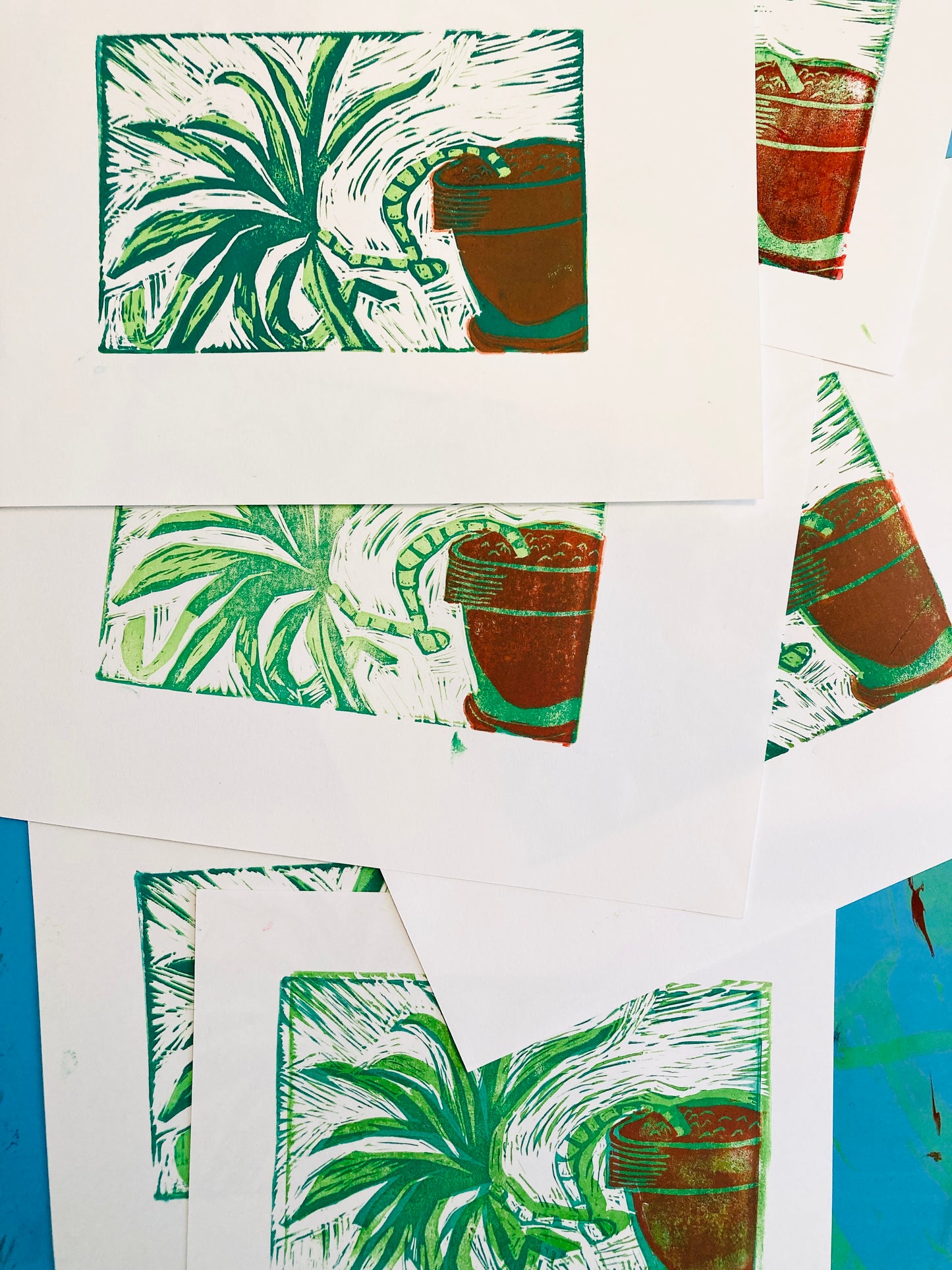 October 26th Simple Shapes Reduction Linocut Print
