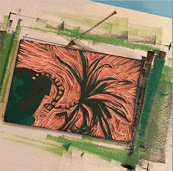 October 26th Simple Shapes Reduction Linocut Print