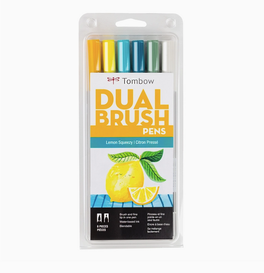 Tombow - Dual Brush Pen Art Markers, Lemon Squeezy, 6-Pack