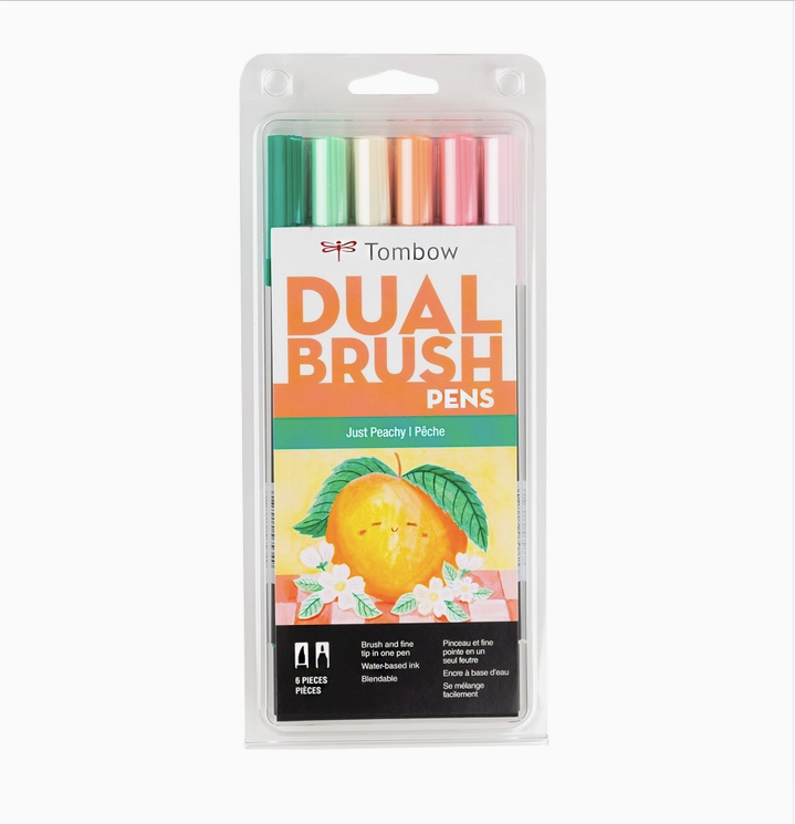 Tombow - Dual Brush Pen Art Markers, Just Peachy, 6-Pack