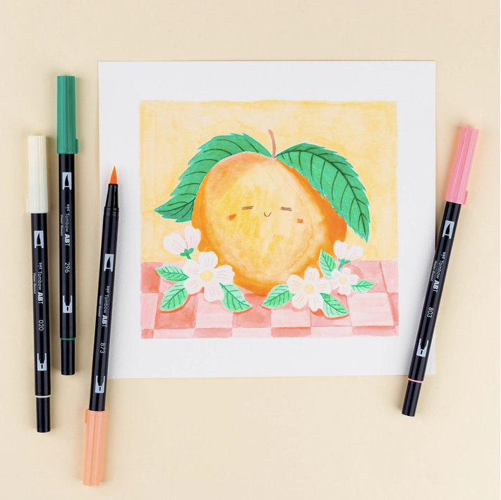Tombow - Dual Brush Pen Art Markers, Just Peachy, 6-Pack