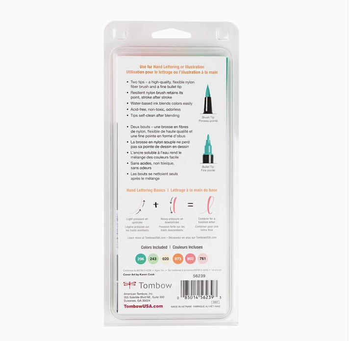 Tombow - Dual Brush Pen Art Markers, Just Peachy, 6-Pack