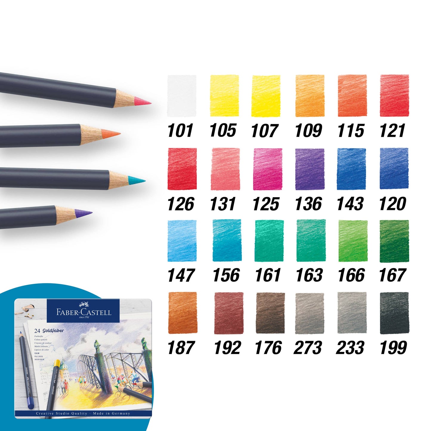 Faber-Castell - Goldfaber Color Pencils - Tin of 24
