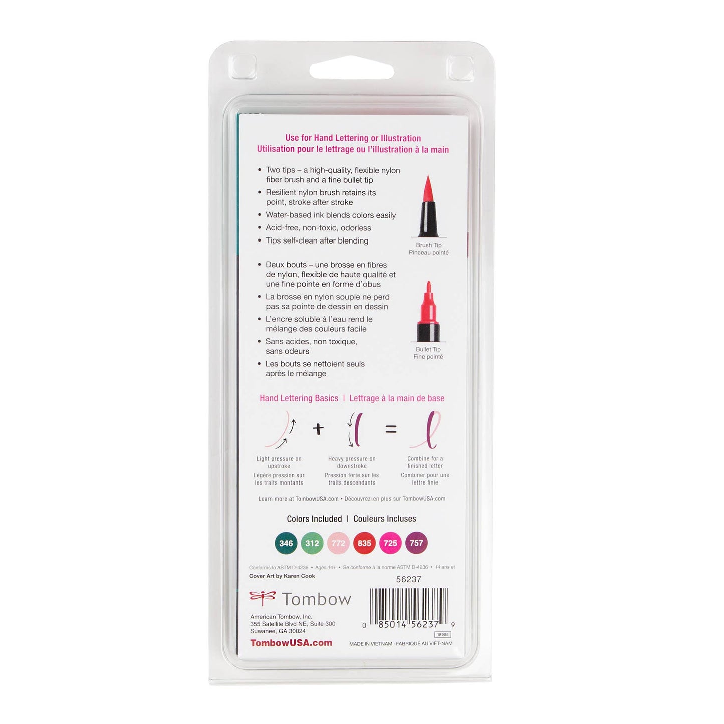 Tombow - Dual Brush Pen Art Markers, Very Berry, 6-Pack
