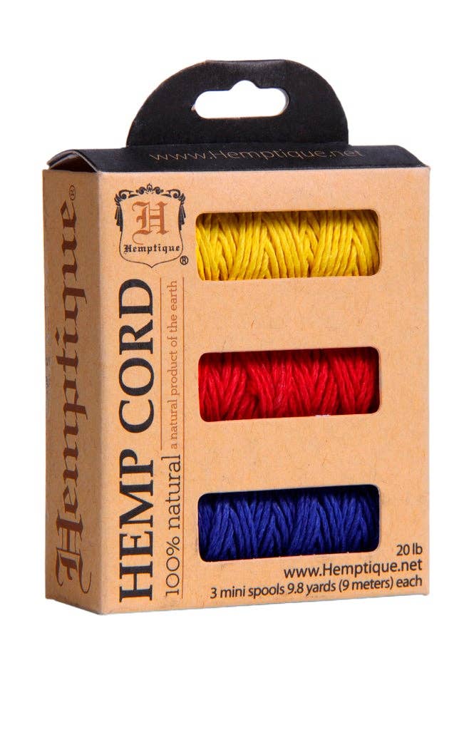 Hemptique - #20 Hemp Cord 3-Pack Mini Spool Set In Box