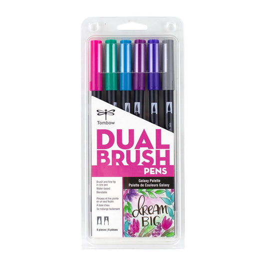 Tombow - Dual Brush Pen Art Markers, Galaxy, 6-Pack