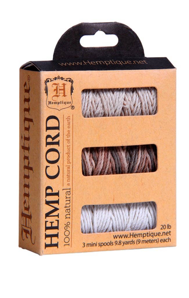 Hemptique - #20 Hemp Cord 3-Pack Mini Spool Set In Box