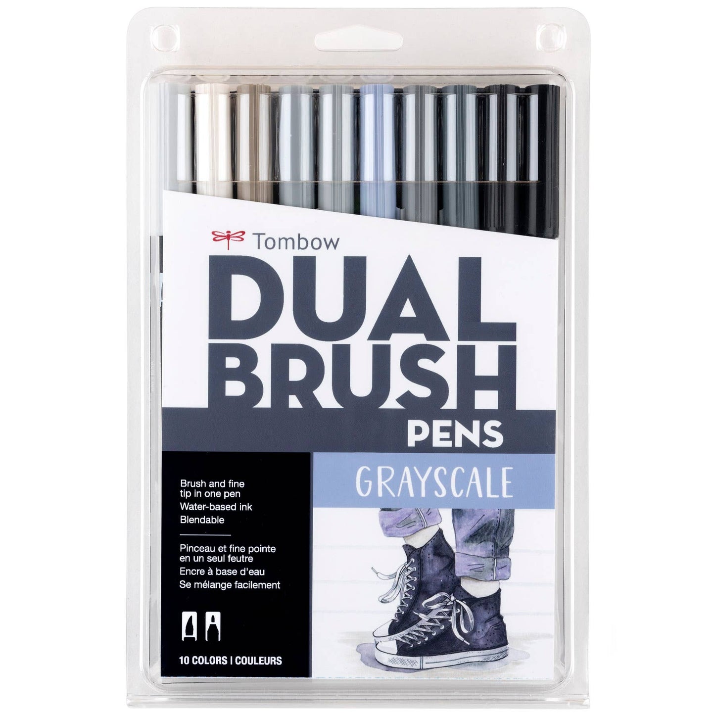 Tombow - Dual Brush Pen Art Markers: Grayscale - 10-Pack