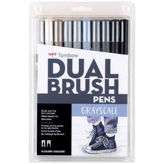 Tombow - Dual Brush Pen Art Markers: Grayscale - 10-Pack