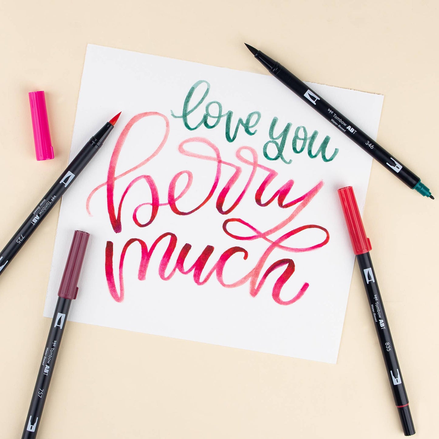 Tombow - Dual Brush Pen Art Markers, Very Berry, 6-Pack