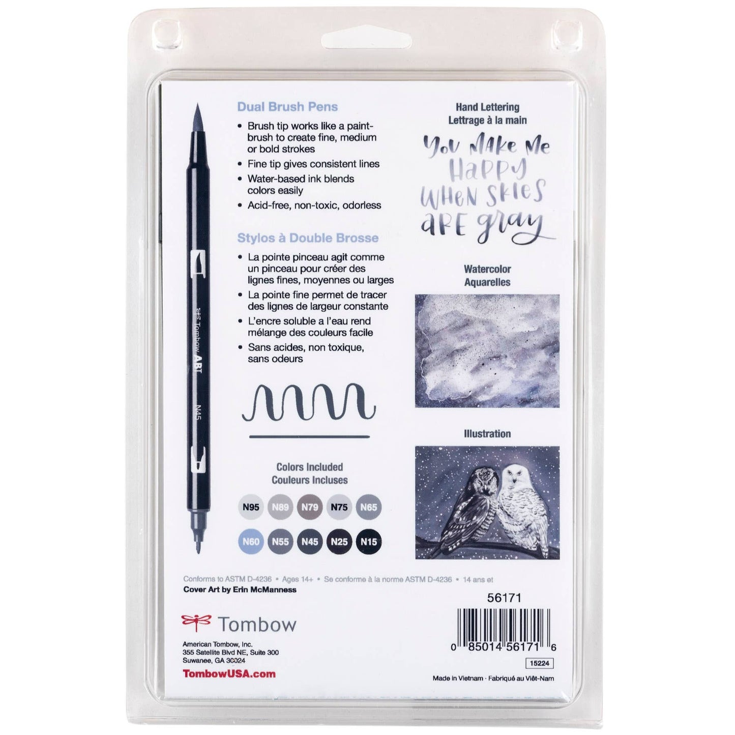 Tombow - Dual Brush Pen Art Markers: Grayscale - 10-Pack
