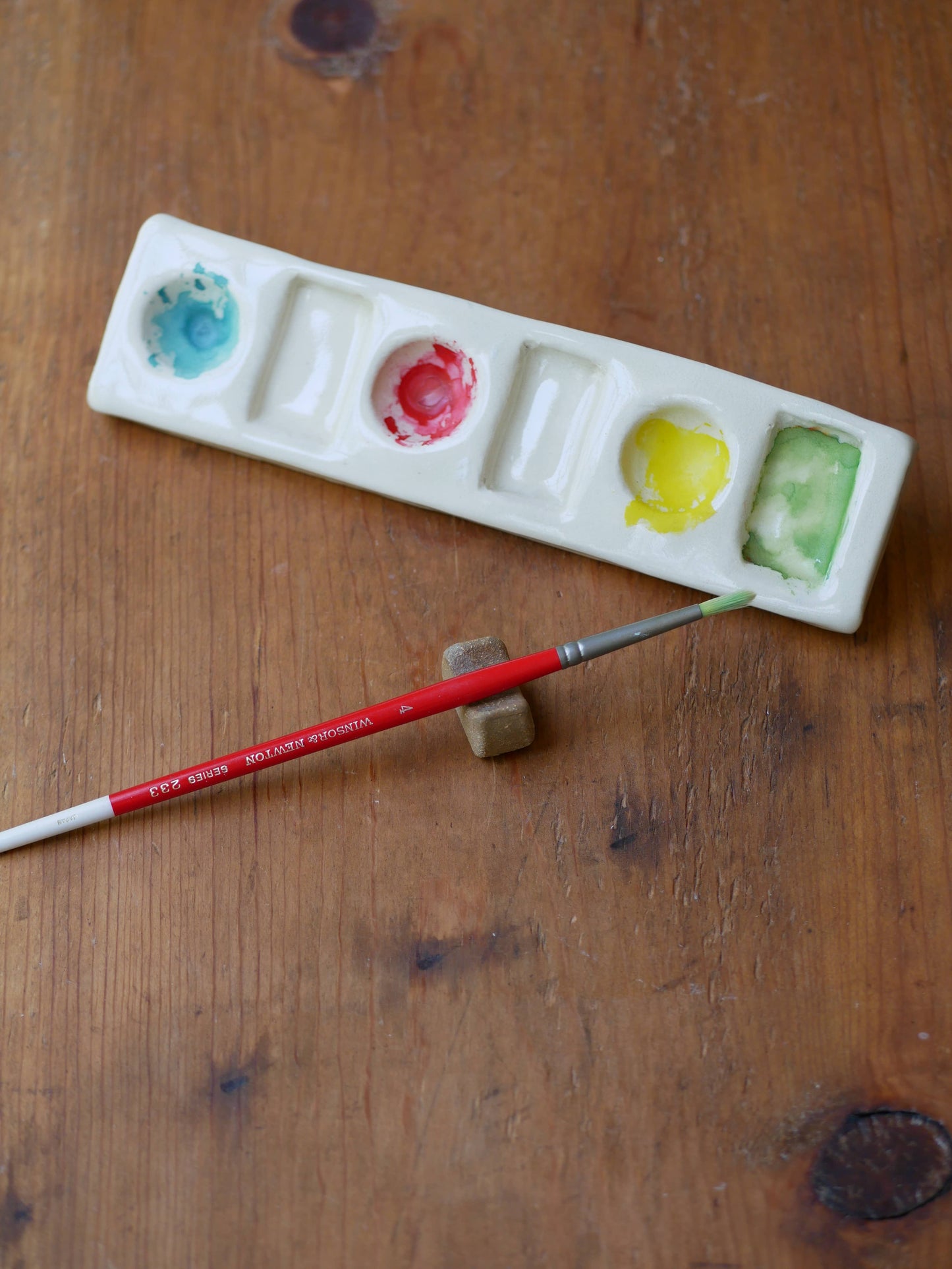 Busy Hands Studio - *New* Porcelain Handmade 6-Pan Ceramic Artist Paint Palette