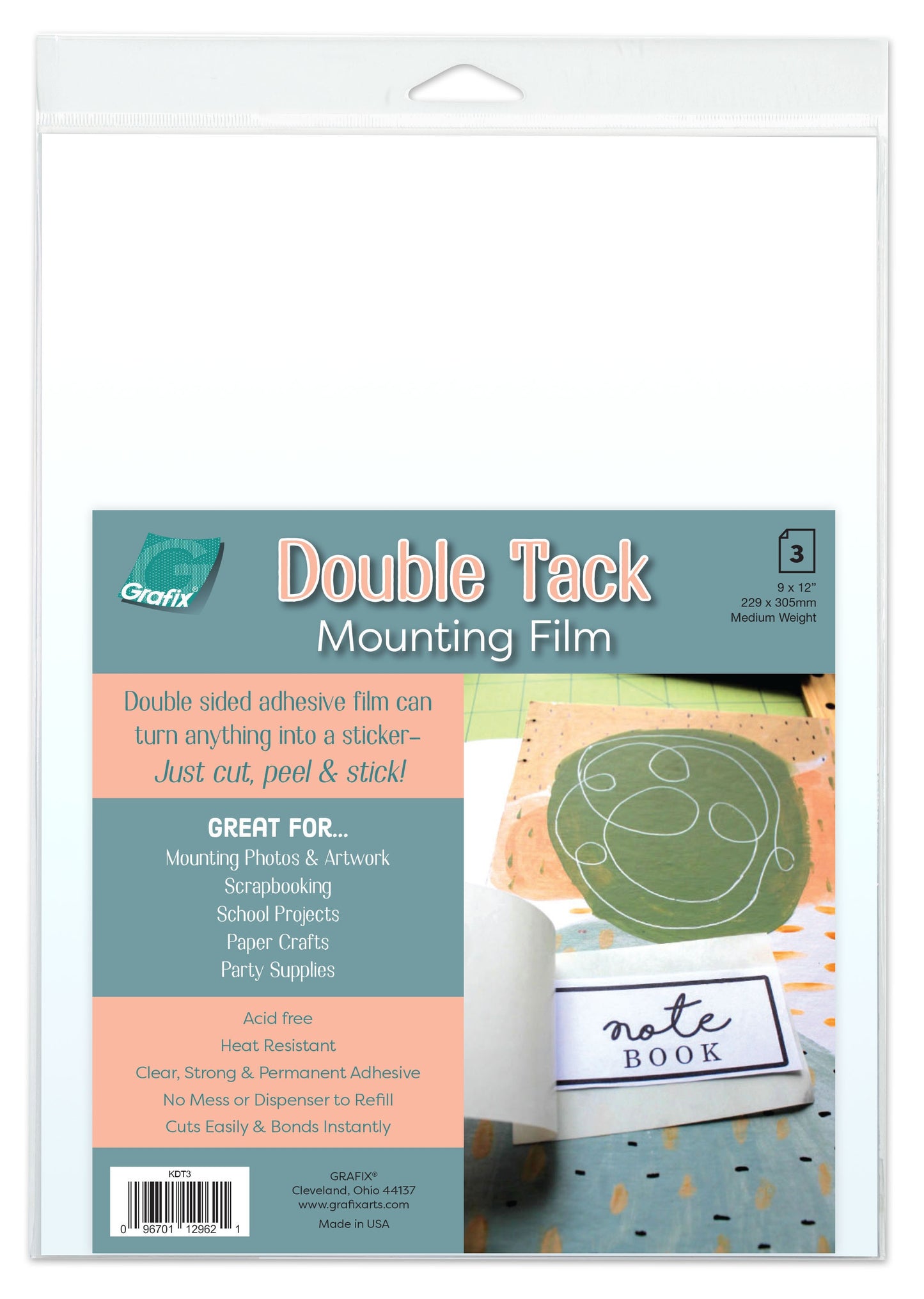 Grafix Double Tack Mounting Film 3/Pkg