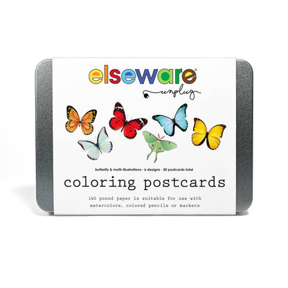 elseware unplug / eco-kids - Coloring Postcards w/ 6 Butterfly & Moth Designs (30cards)