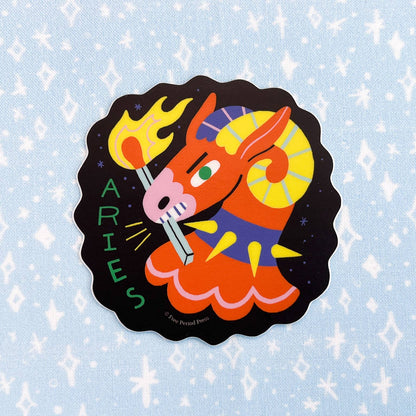 Free Period Press - Aries Zodiac Vinyl Decal Sticker | Bold & Fiery Ram