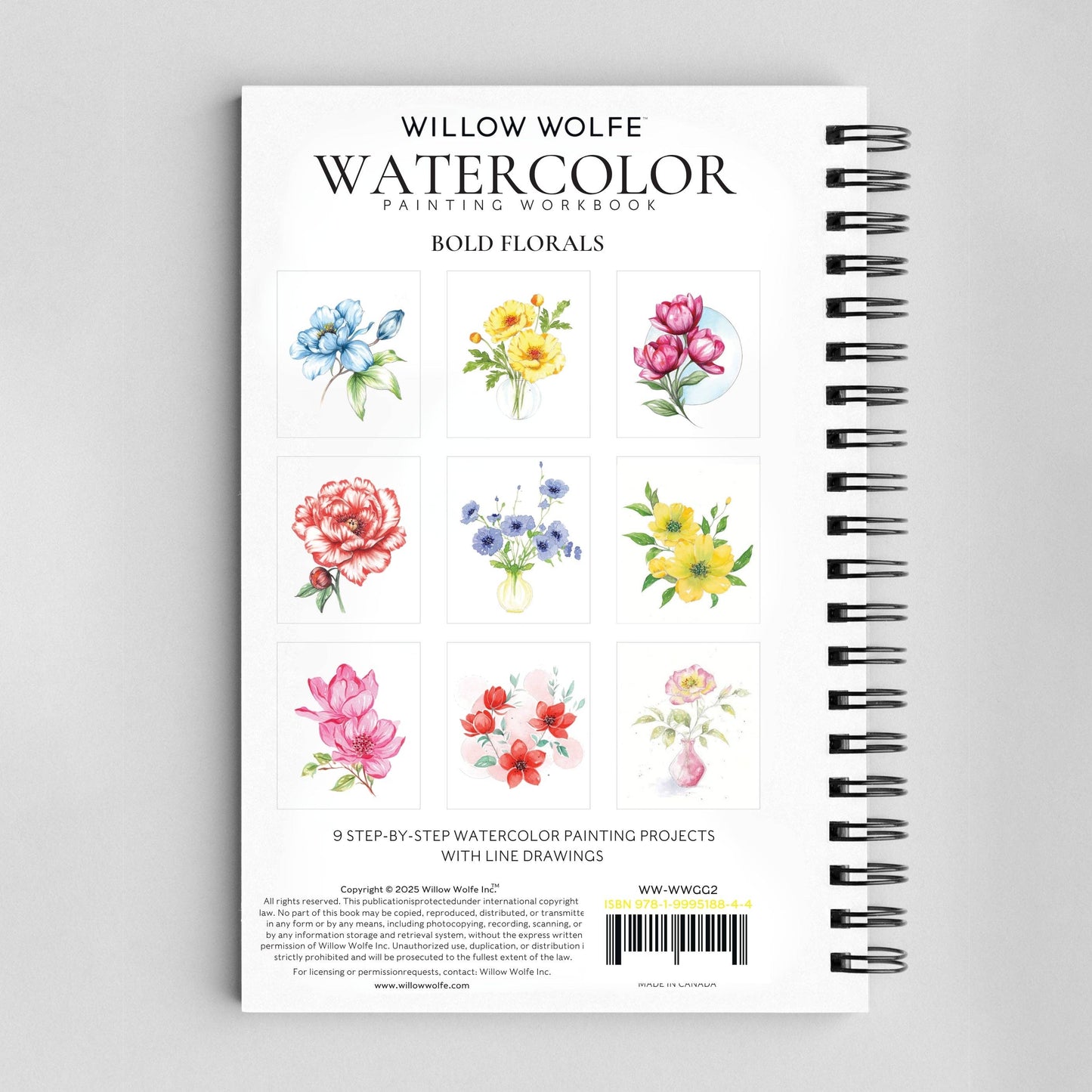 Willow Wolfe USA - Bold Flowers Watercolor Workbook