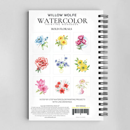 Willow Wolfe USA - Bold Flowers Watercolor Workbook