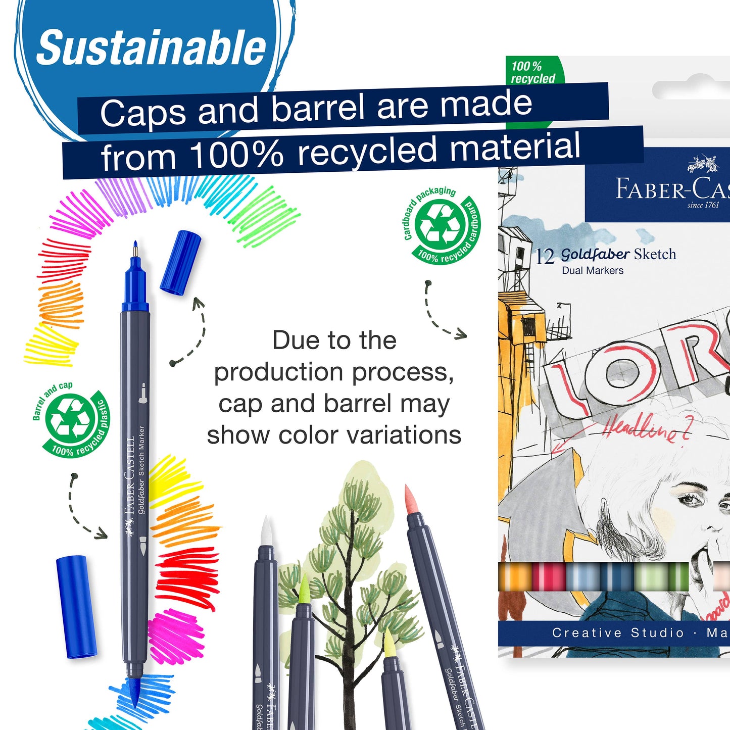 Faber-Castell / Creativity for Kids - Goldfaber Sketch Markers, Bold & Easy Nighttime 6 Ct Wallet