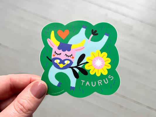 Free Period Press - Taurus Zodiac Vinyl Decal Sticker | Cozy & Floral Bull