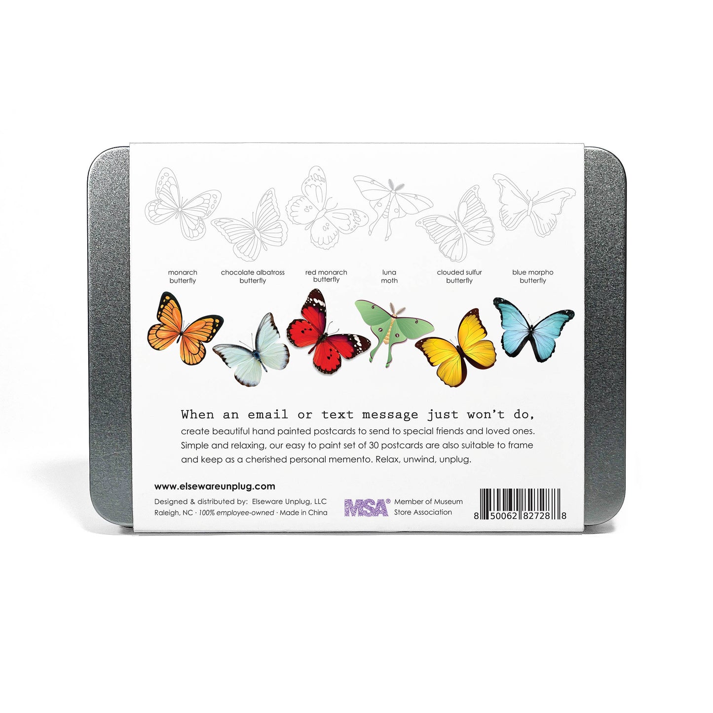 elseware unplug / eco-kids - Coloring Postcards w/ 6 Butterfly & Moth Designs (30cards)