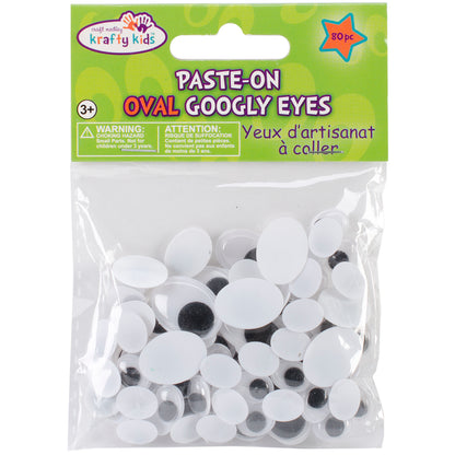Krafty Kids Paste-On Googly Eyes Assortment 80/Pkg