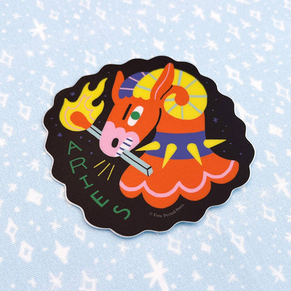 Free Period Press - Aries Zodiac Vinyl Decal Sticker | Bold & Fiery Ram