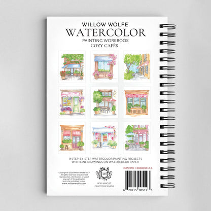 Willow Wolfe USA - Cozy Cafés Watercolor Workbook by Nya Wolfe