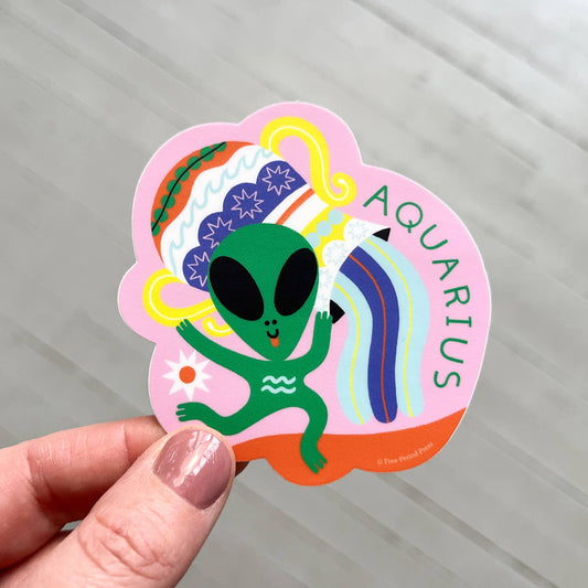 Free Period Press - Aquarius Zodiac Vinyl Decal Sticker | Creative Quirky Alien