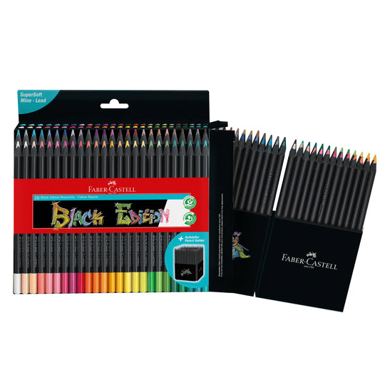 Faber-Castell - Super Soft Black Edition Colored Pencils, Box of 50