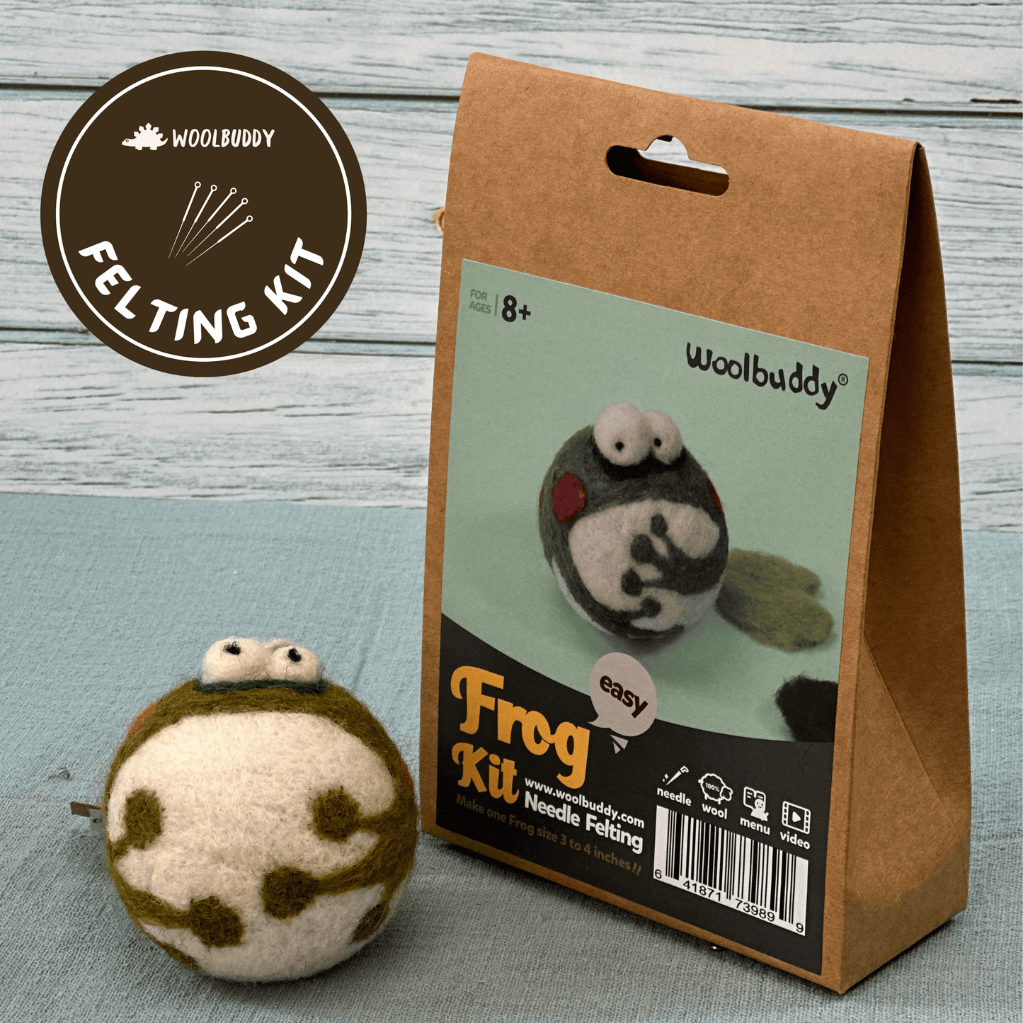 Woolbuddy - Needle Felting Frog Kit