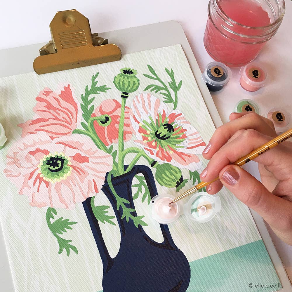 Elle Crée (She Creates) - Poppies in Vase Paint-by-Number Kit